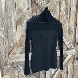 MARCELLA WOMEN'S Black Long Sleeve HALF SHEER Turtleneck SMALL S